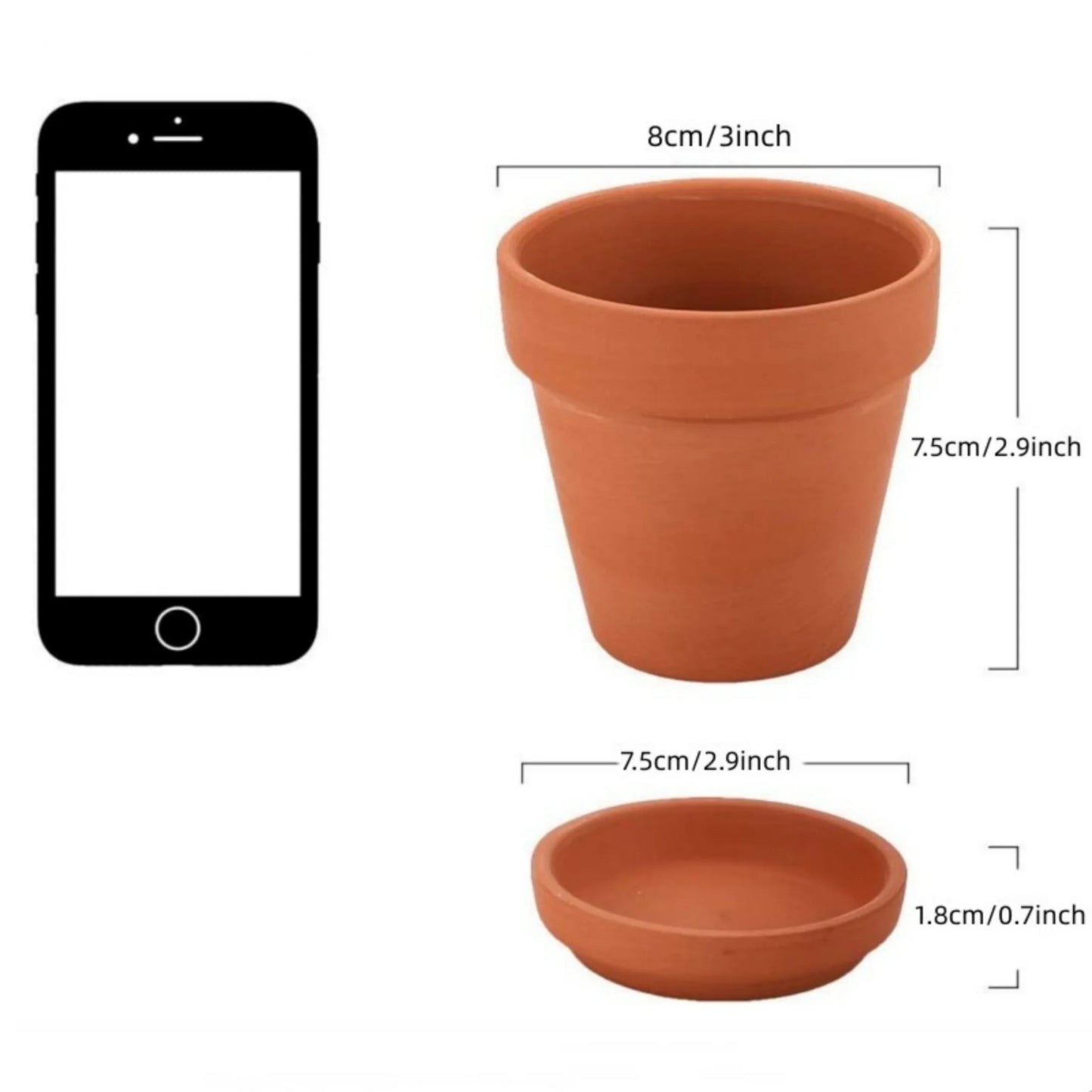 3" Terracotta Pots with Saucer, 4 Pack with Mini Plant Tools T47489