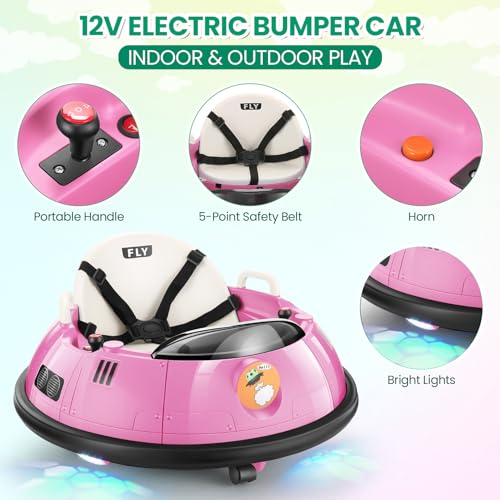 Kids Bumper Car with Remote Control, 360 Degree Spin, Pink Q822526
