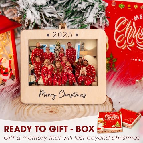 Christmas Ornament Picture Frame - Wooden Landscape Photo Frame for Tree U75225