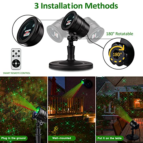 Christmas Laser Lights Red and Green Star Show for Indoor Outdoor Decor O2184