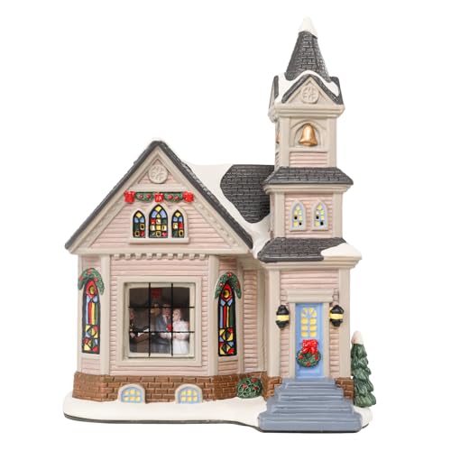 Ceramic Christmas Houses with Warm LED Light S1149