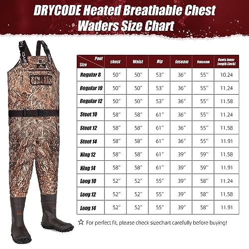 Waterproof Fleece-Lined Chest Waders for Men with Insulated Boots W48180