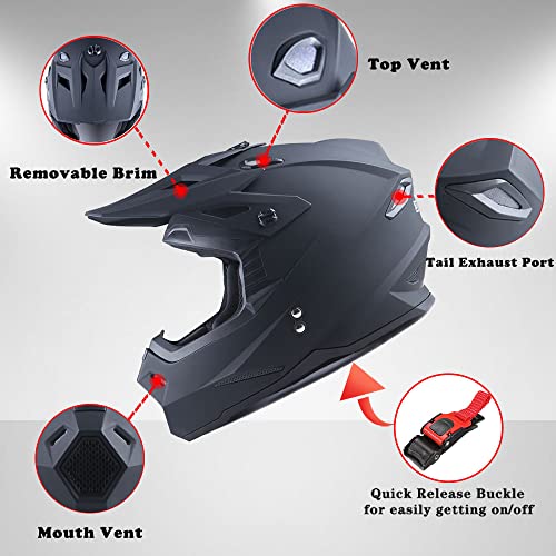 Adult Motocross Helmet Full Face Racing Style Matt Black U258
