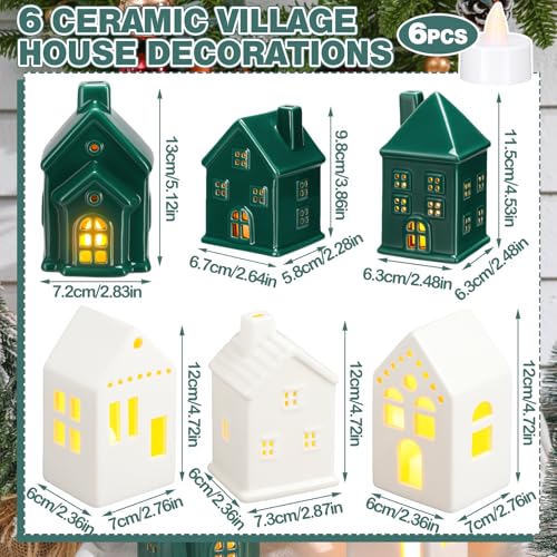 Ceramic Christmas Village Houses LED Lighted Set for Tabletop Mantel Decor D9921