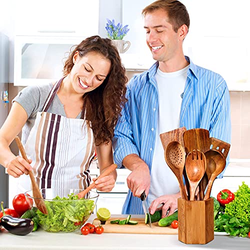 Christmas Wooden Spoons for Cooking, 10 Pcs Natural Teak Kitchen Utensils Set S557967