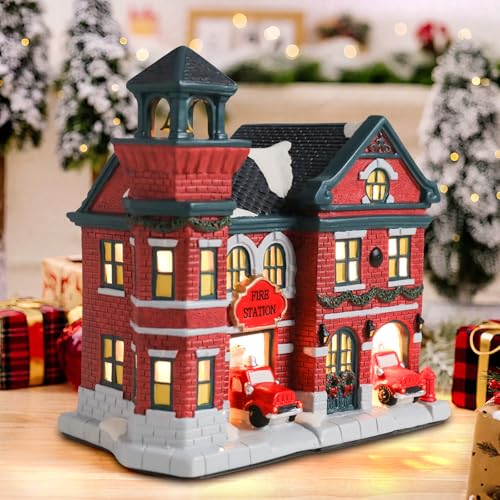 Ceramic Christmas Houses with Warm LED Light S1149