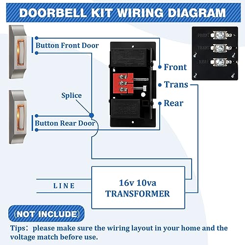 Wired Doorbell Chime Kit with 2 Lighted Metal Push Buttons G2237