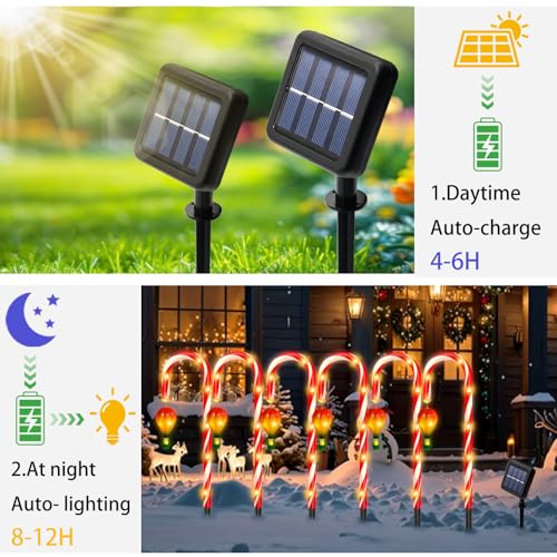 Outdoor Solar Christmas Decorations, 180 LED Candy Cane Lights, 8 Modes, Waterproof M23825