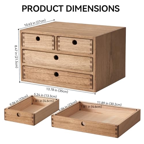 Natural Wooden Desktop Organizer with 3 Drawers D235