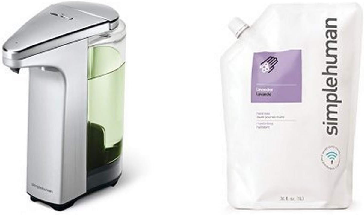 simplehuman 8 oz. sensor soap pump with 34 oz. lavendar soap refill pack