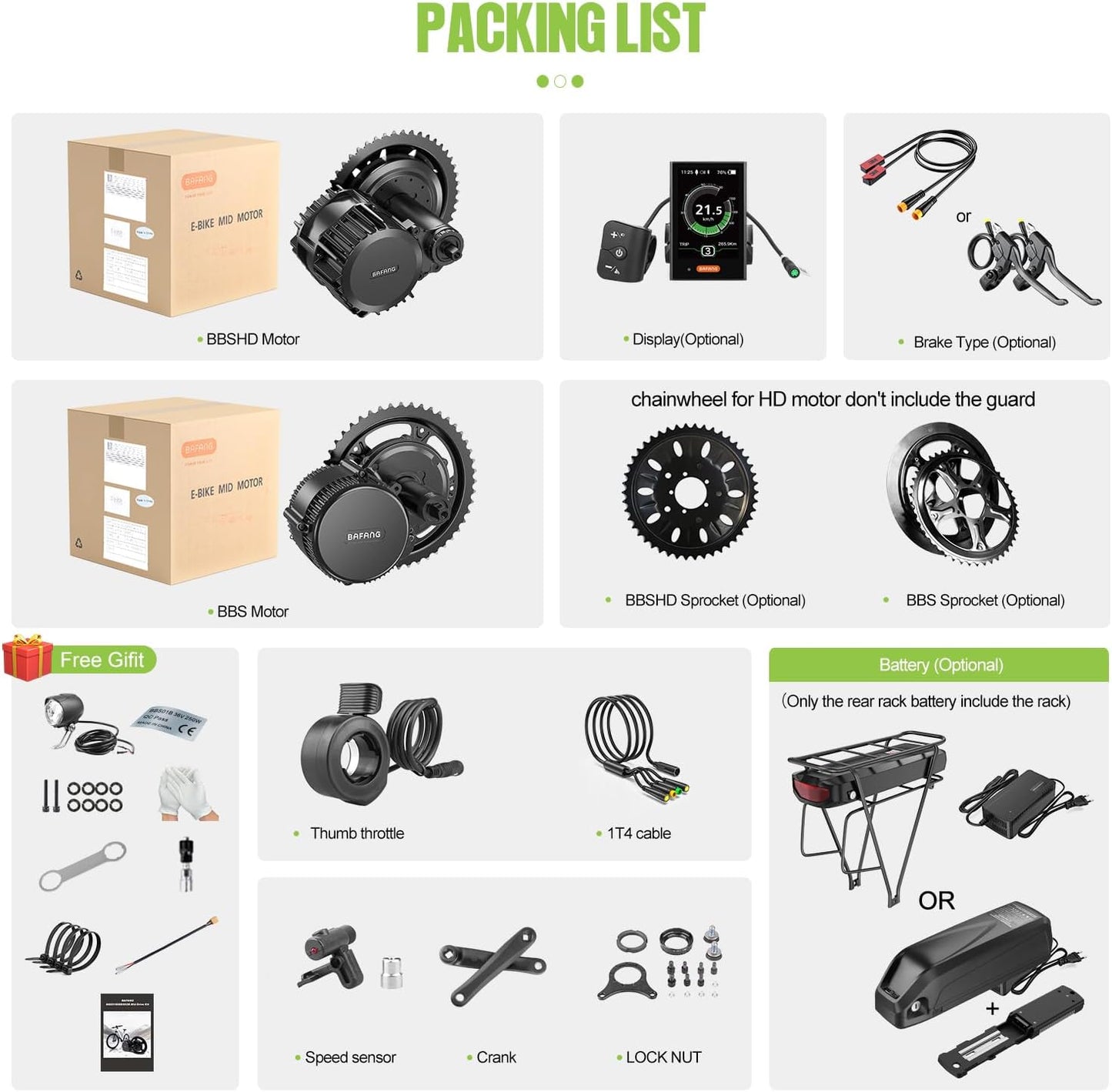 Mid Drive Ebike Conversion Kit 48V 750W with 42T Chainring and Display A48292