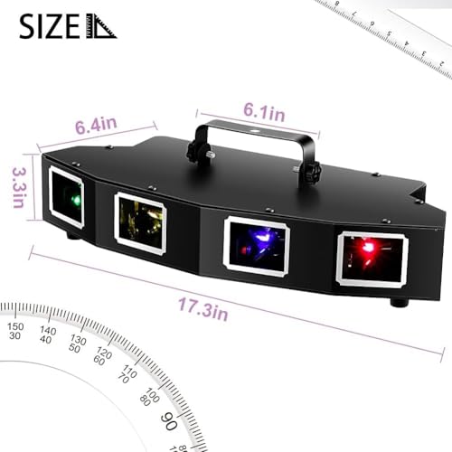 Stage Laser Light, 5 Beam Sound Activated DJ Party Lights with Remote Control O445463