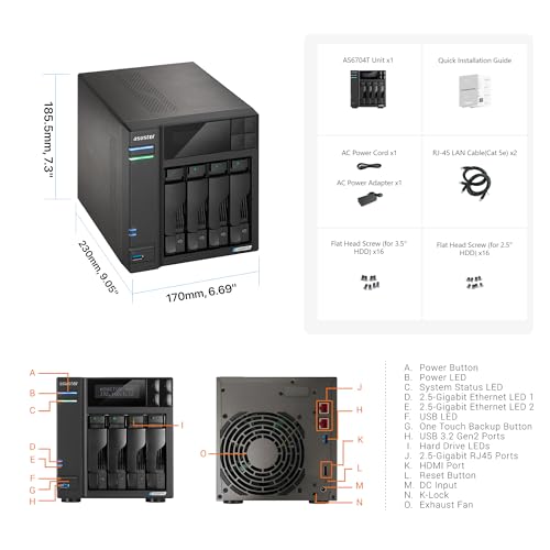 4-Bay NAS, Quad-Core 2.0GHz, Dual 2.5GbE, 4GB DDR4 U320475