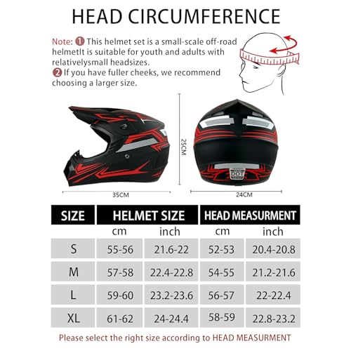 Kids Motocross Helmet with Goggles Gloves & Mask, Full Face ATV Dirt Bike Helmet Y3452