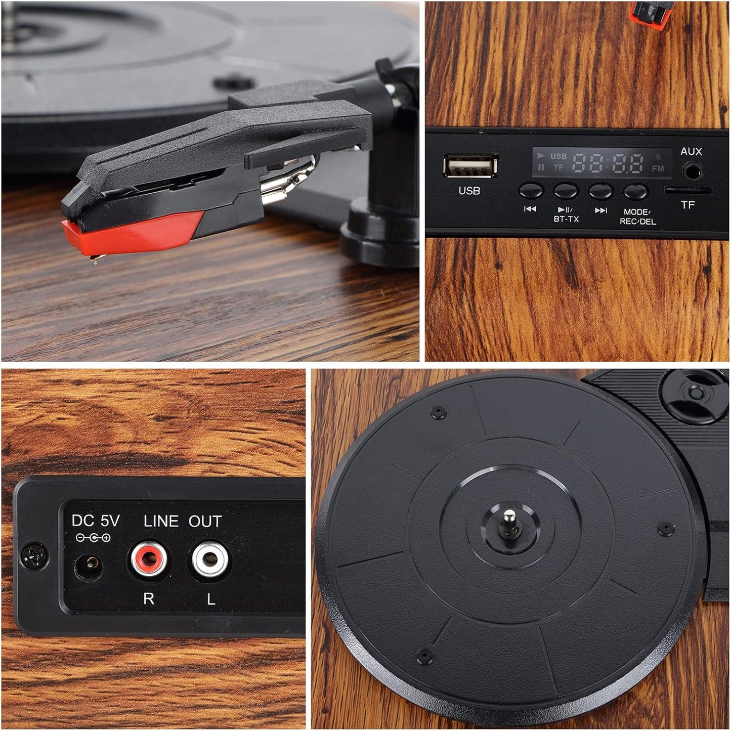 Bluetooth Turntable with Built-in Speakers, Retro Vinyl Player S1155