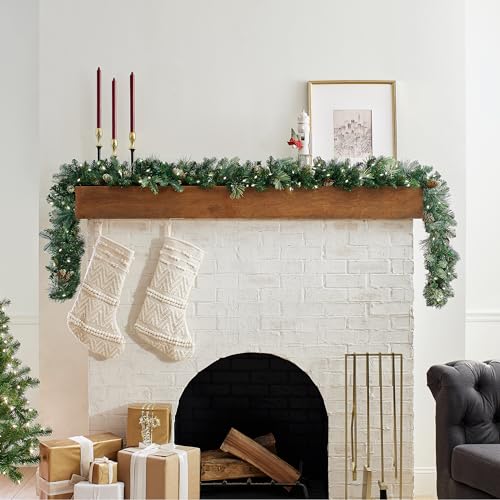 9 ft Pre-Lit Artificial Christmas Garland with Pinecones, 100 Clear Lights B4118