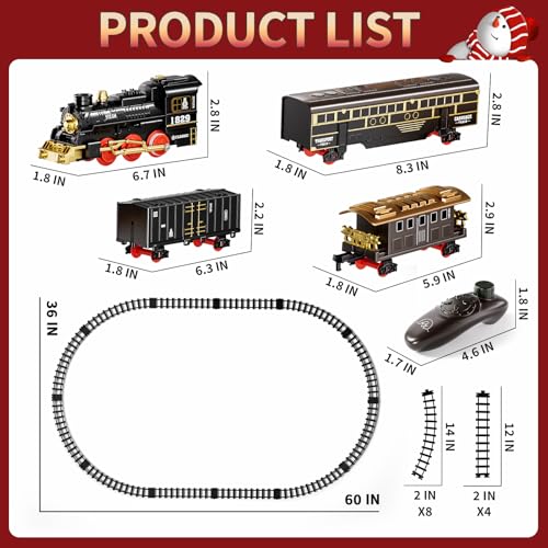 Electric Train Set for Kids with Smoke, Light and Sound, DIY Track Building Toy V61635