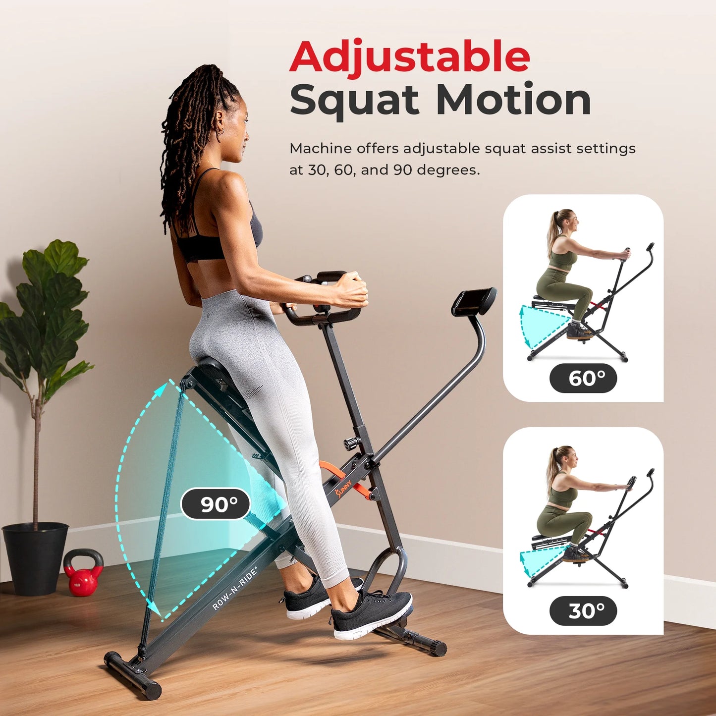Smart Upright Row-N-Ride Exerciser with Adjustable Resistance, Foldable S743