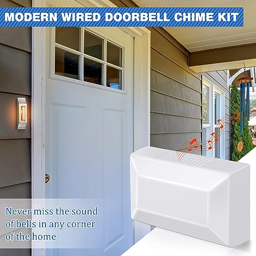 Wired Doorbell Chime Kit with 2 Lighted Metal Push Buttons G2237