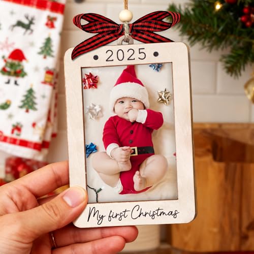 Christmas Ornament Picture Frame - Wooden Landscape Photo Frame for Tree U75225