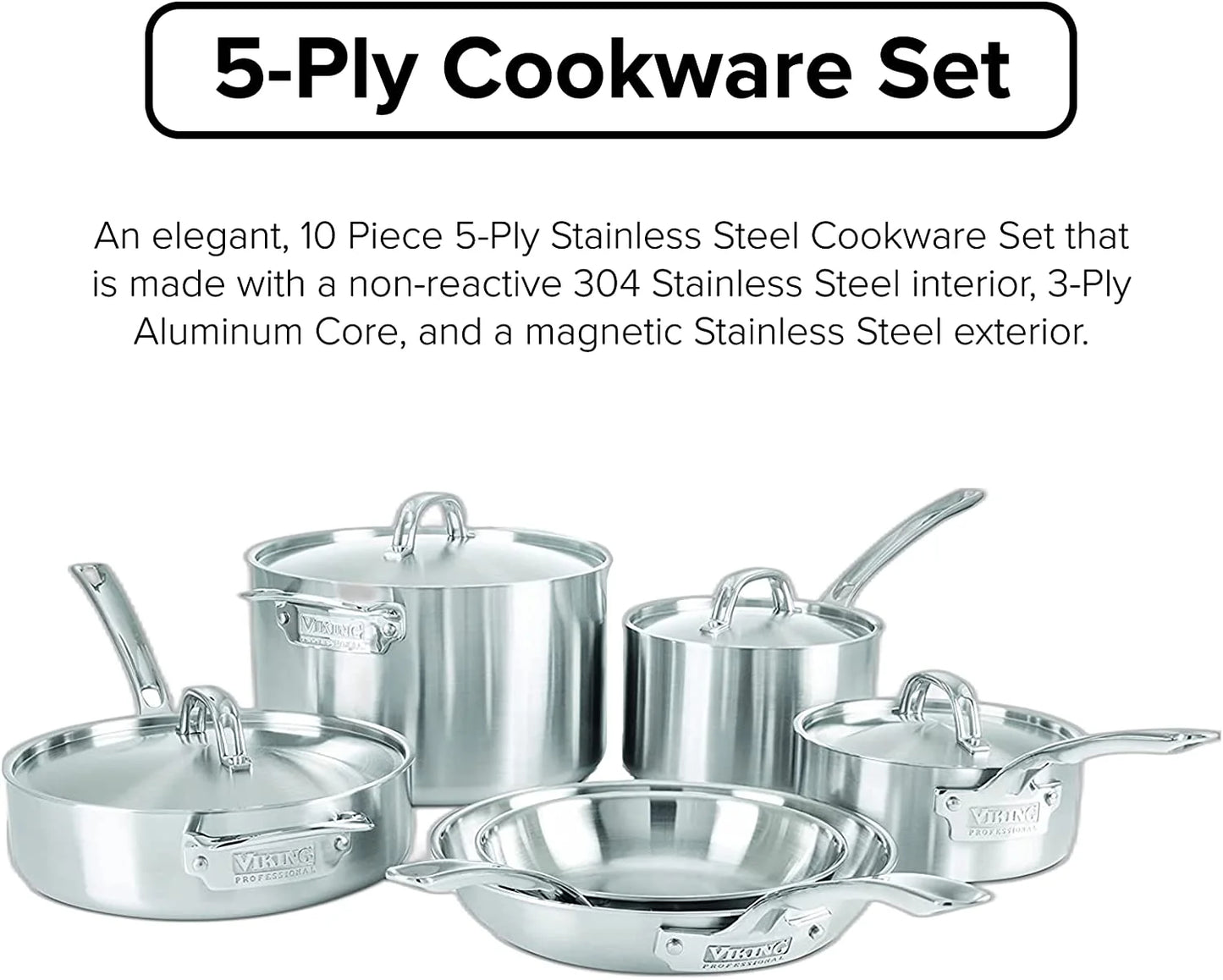 5-Ply Stainless Steel Cookware Set 10 Piece S79987